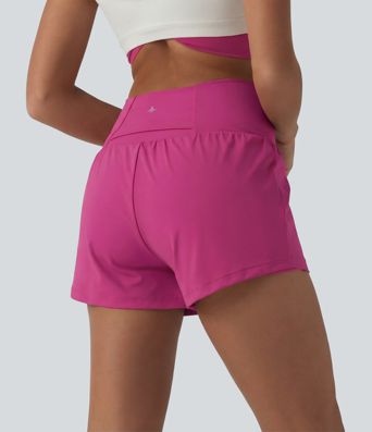 SoftlyZero™ Airy Crossover High Waisted 2-in-1 Cool Touch Yoga Shorts with Pockets