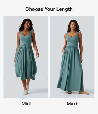 Sleeveless Crossover Flowy Midi Casual Dress with Pockets D-F