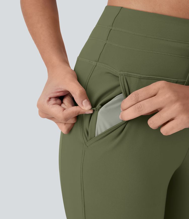 Pantalon corsaire jogging de yoga Softlyzero™ moelleux, taille haute à cordon avec poches latérales