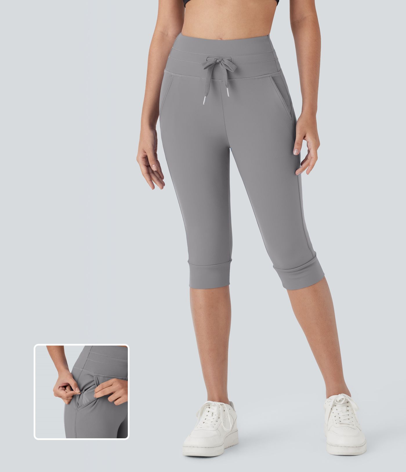 Softlyzero™ Plush - Pedal-Pusher-Jogginghose mit hohem Bund und Seitentaschen