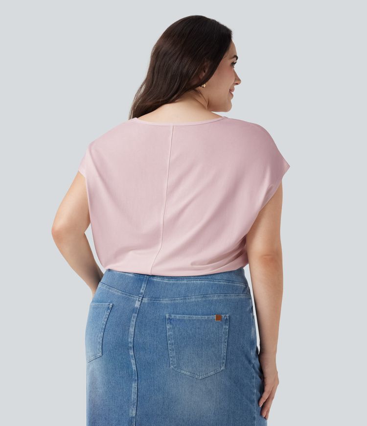 V-neck Short Sleeve Casual Plus Size T-Shirt