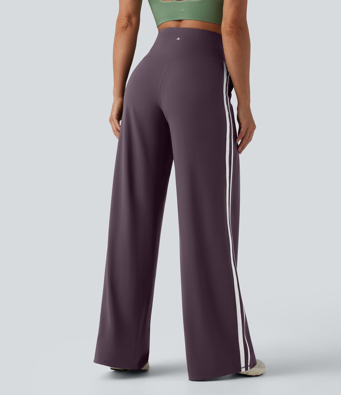 Halara UltraSculpt™ luźne spodnie do jogi z wysokim stanem i kontrolą kontroli, w paskach color-block, z kieszeniami