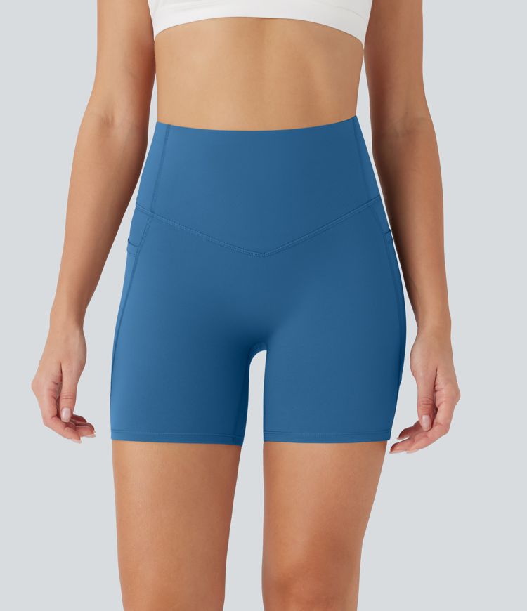 Halara UltraSculpt™ - Formende Workout-Shorts mit hohem Bund, Seitentaschen und Bauchkontrolle - Po-Lifting, 12,7 cm