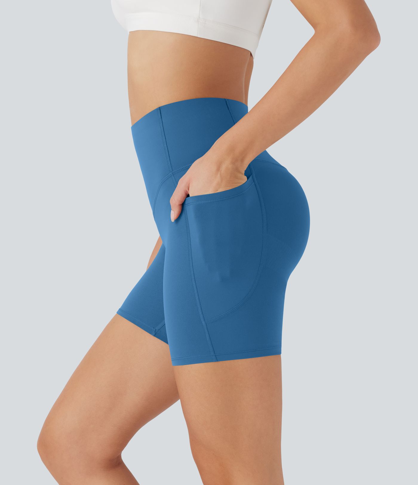 Halara UltraSculpt™ - Formende Workout-Shorts mit hohem Bund, Seitentaschen und Bauchkontrolle - Po-Lifting, 12,7 cm