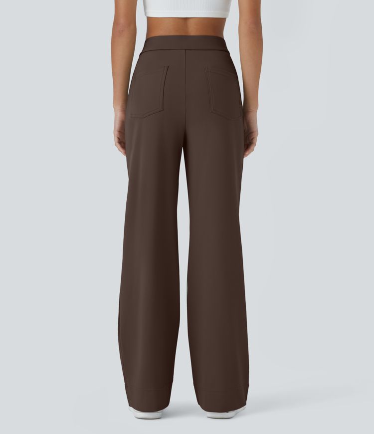 DayStretch High Waisted Pockets Straight Leg Casual Pants