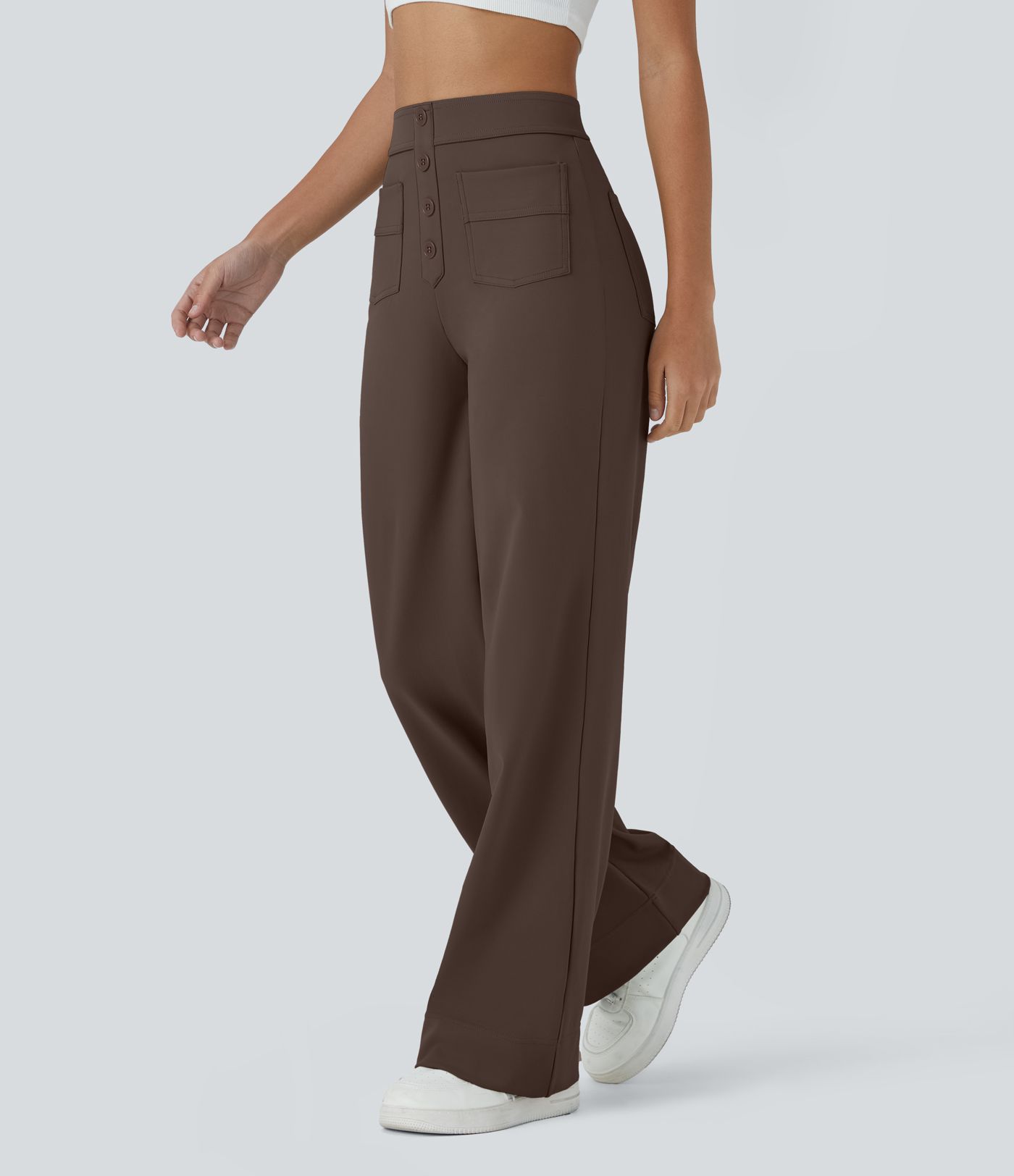 DayStretch High Waisted Pockets Straight Leg Casual Pants