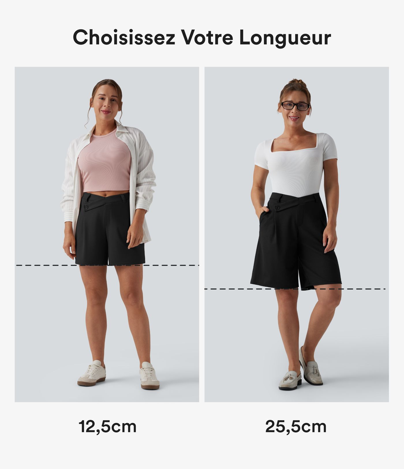 Short ample tailleur mi-taille asymétrique en tissu gaufré 12,5 cm avec poches Short ample tailleur mi-taille asymétrique en tissu gaufré 12,5 cm avec poches