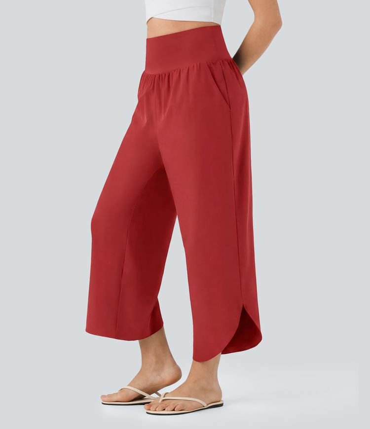 SoCinched Hohe Taille Bauchkontrolle Taschen-Saum Schnelltrocknende Hose