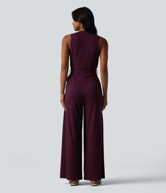 V-kaelusega õmblusteta triibuline vöötatud tööülikond taskutega - Lihtne ja mugav