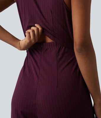 V-kaelusega õmblusteta triibuline vöötatud tööülikond taskutega - Lihtne ja mugav