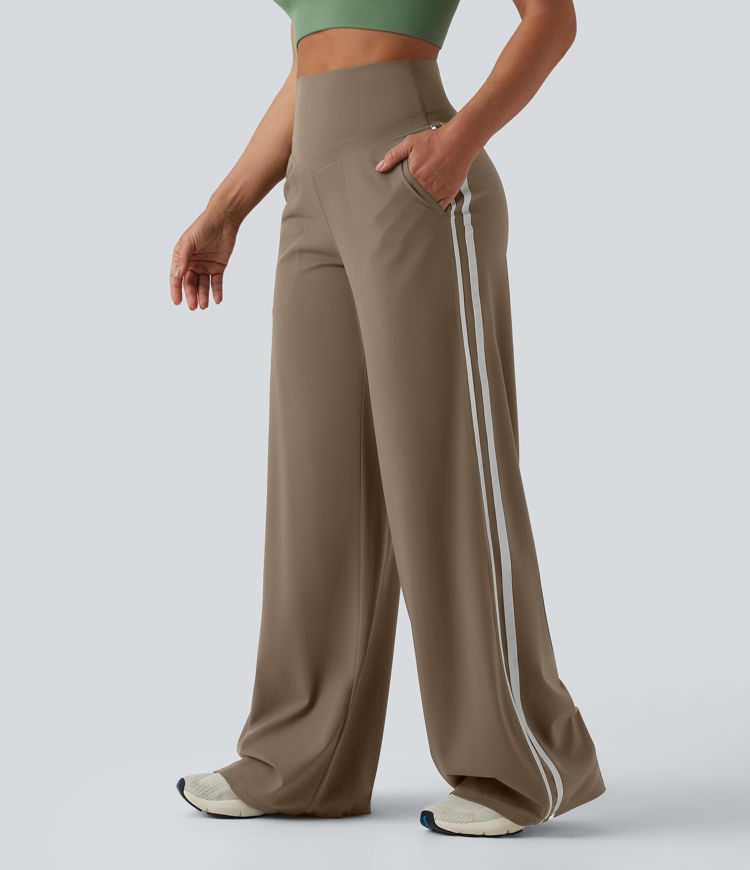 Halara UltraSculpt™ High Waisted Tummy Control Color Block Stripes Yoga Baggy Pants with Pockets