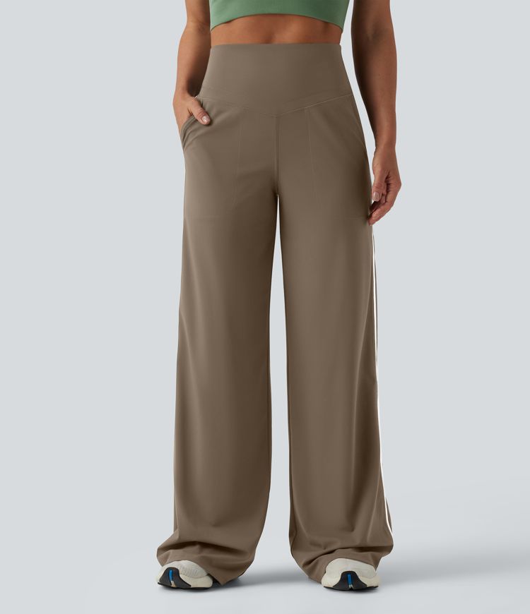 Halara UltraSculpt™ High Waisted Tummy Control Color Block Stripes Yoga Baggy Pants with Pockets