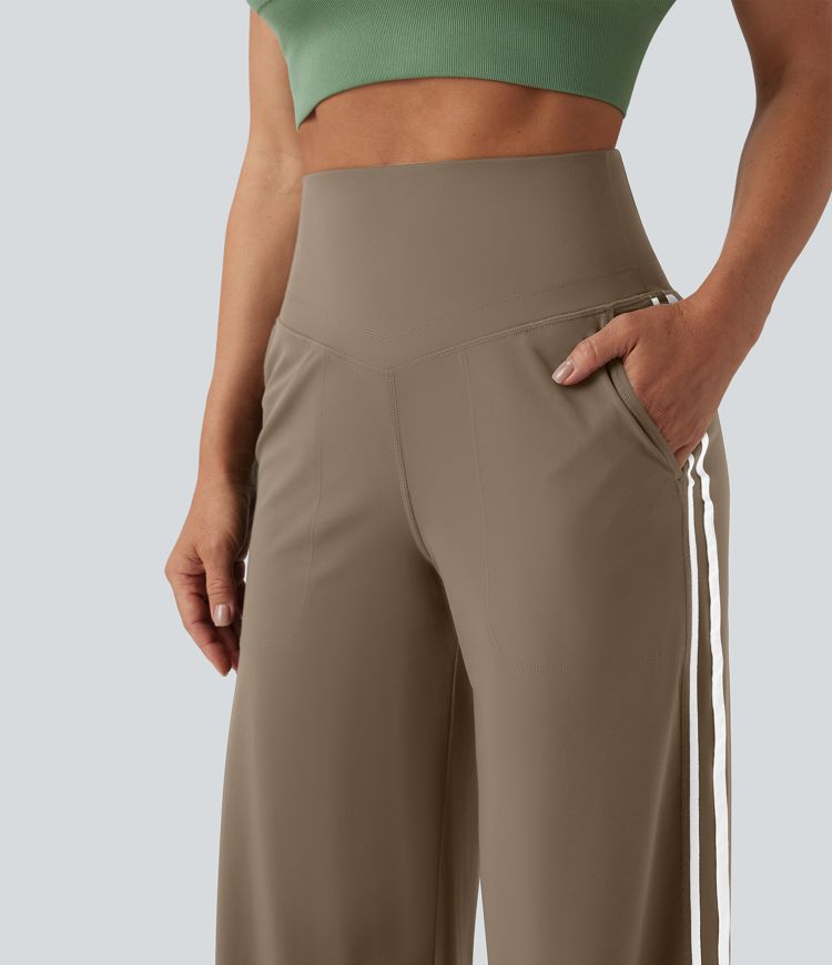 Halara UltraSculpt™ High Waisted Tummy Control Color Block Stripes Yoga Baggy Pants with Pockets