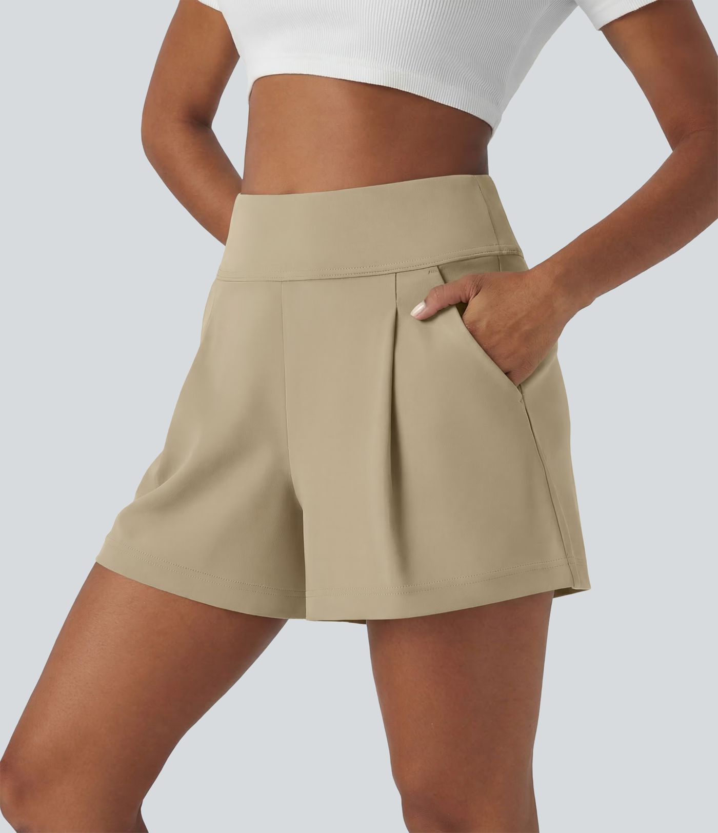 DayStretch High Waisted Work Baggy Shorts 4'' with Pockets DayStretch High Waisted Work Baggy Shorts 4'' with Pockets