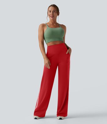 Halara UltraSculpt™ High Waisted Tummy Control Color Block Stripes Yoga Baggy Pants with Pockets