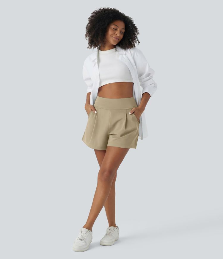 DayStretch High Waisted Work Baggy Shorts 4'' with Pockets DayStretch High Waisted Work Baggy Shorts 4'' with Pockets