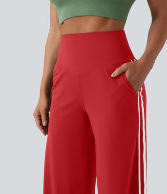 Halara UltraSculpt™ High Waisted Tummy Control Color Block Stripes Yoga Baggy Pants with Pockets