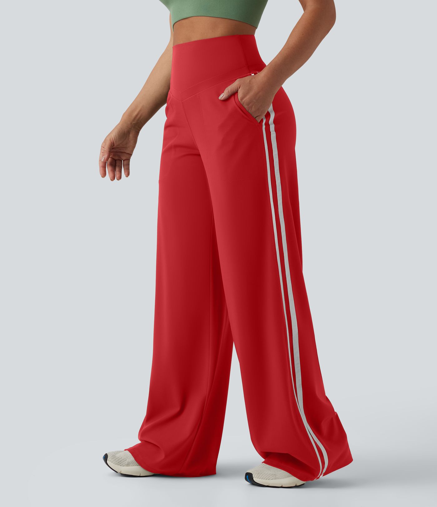 Halara UltraSculpt™ High Waisted Tummy Control Color Block Stripes Yoga Baggy Pants with Pockets