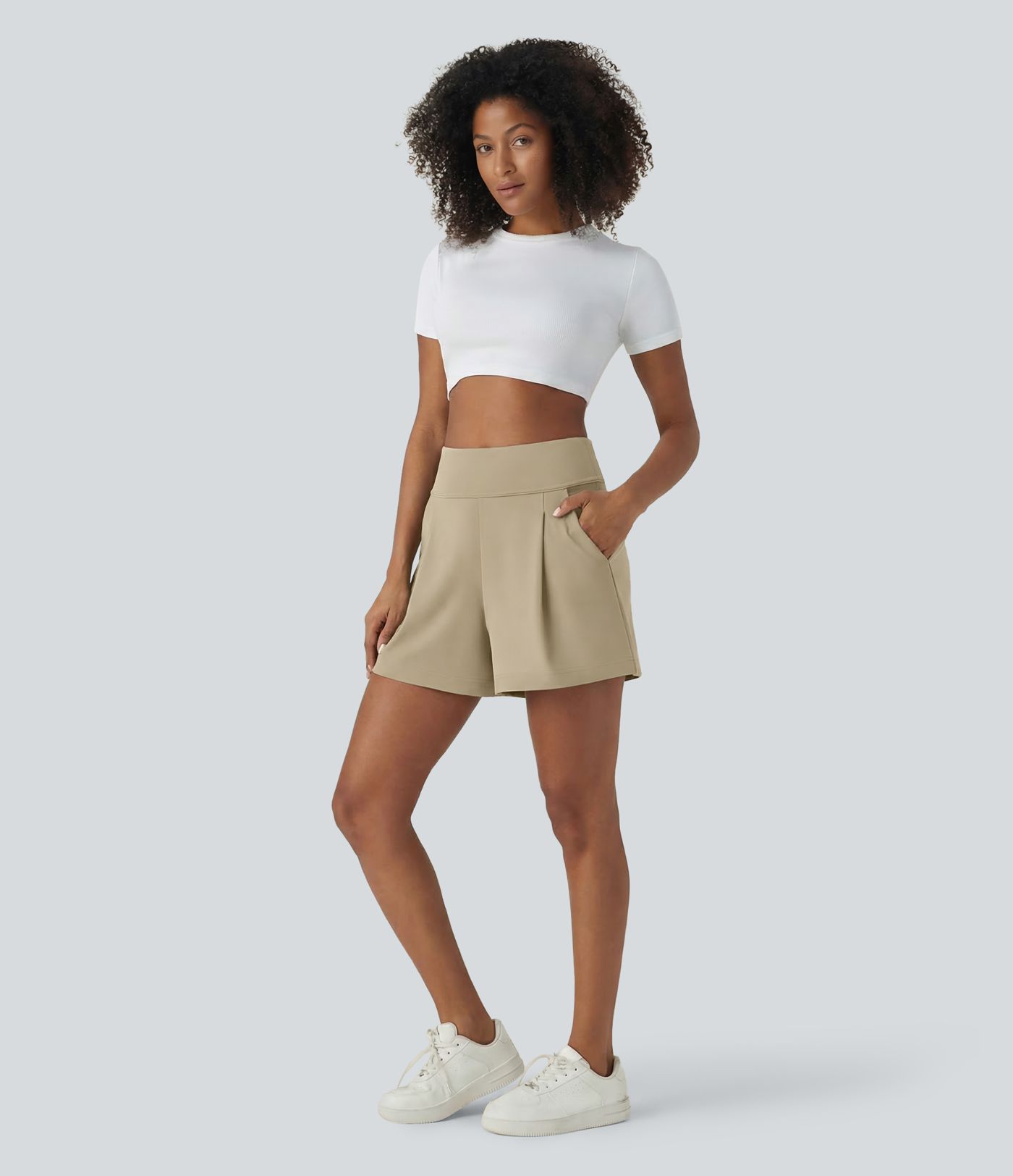 DayStretch High Waisted Work Baggy Shorts 4'' with Pockets DayStretch High Waisted Work Baggy Shorts 4'' with Pockets
