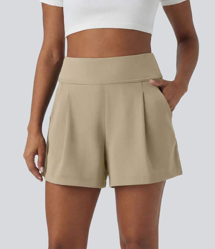 DayStretch High Waisted Work Baggy Shorts 4'' with Pockets DayStretch High Waisted Work Baggy Shorts 4'' with Pockets