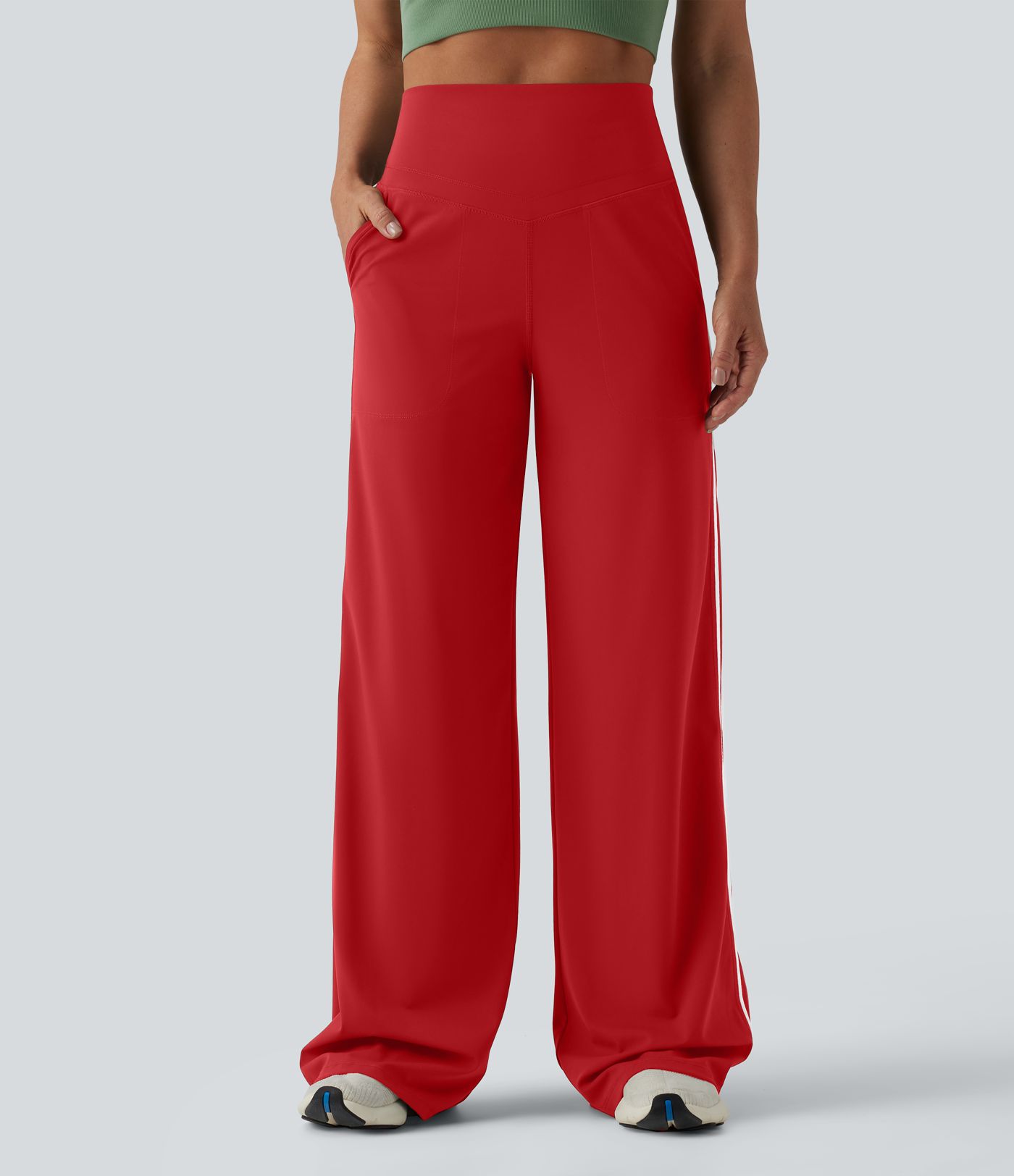 Halara UltraSculpt™ High Waisted Tummy Control Color Block Stripes Yoga Baggy Pants with Pockets