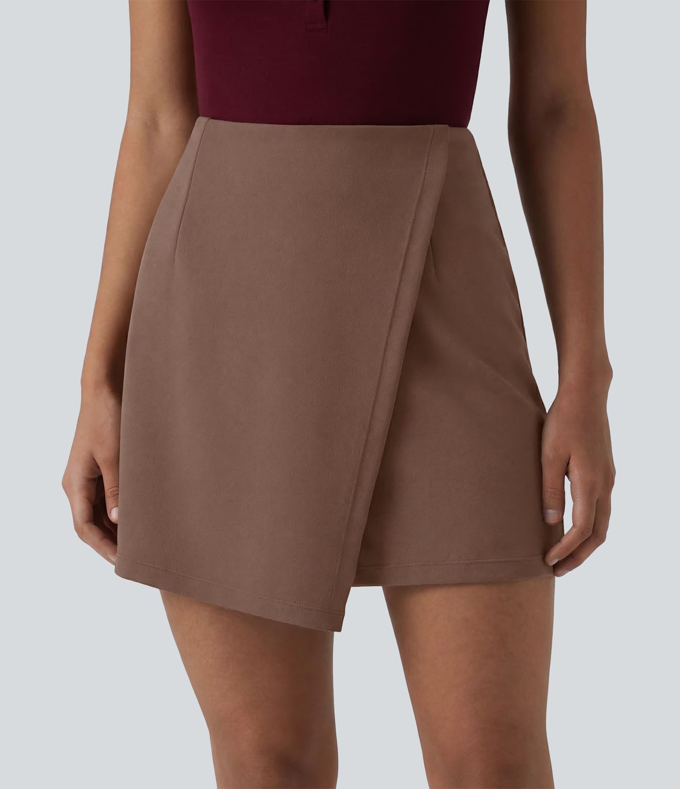 Wrinkle-resistant High Waisted Longer Mini Work Skort