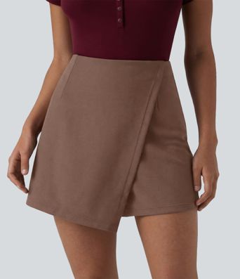 Wrinkle-resistant High Waisted Longer Mini Work Skort