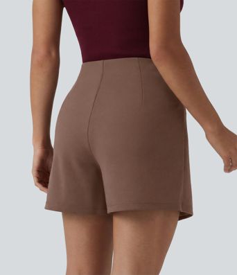Wrinkle-resistant High Waisted Longer Mini Work Skort
