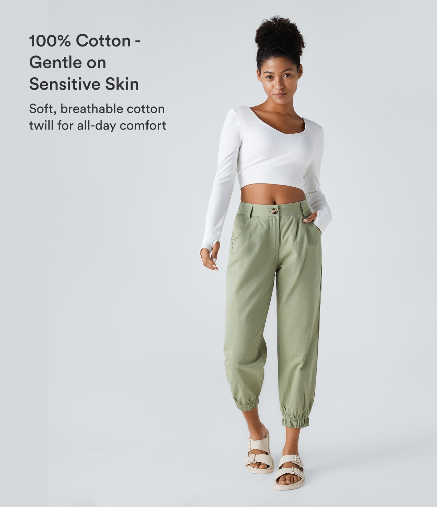 Mid Rise Casual Cotton Joggers with Pockets