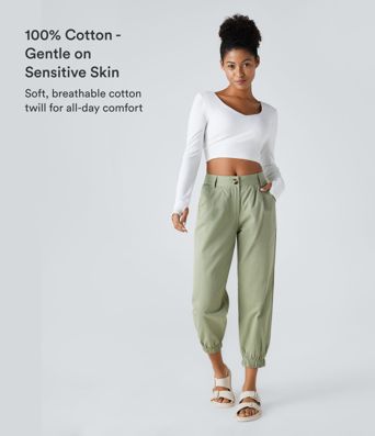 Mid Rise Casual Cotton Joggers with Pockets