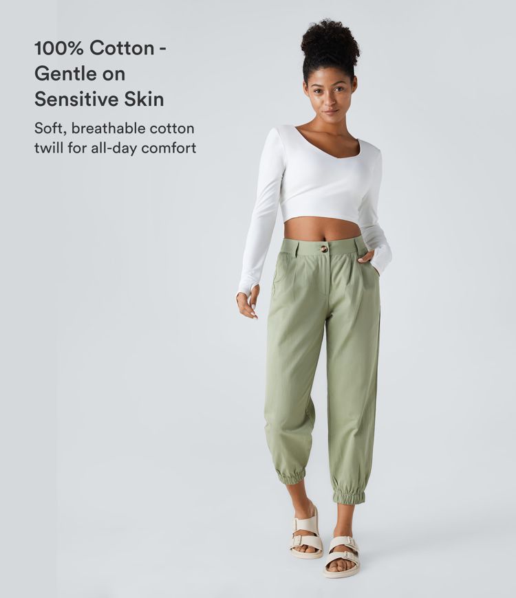 Mid Rise Casual Cotton Joggers with Pockets