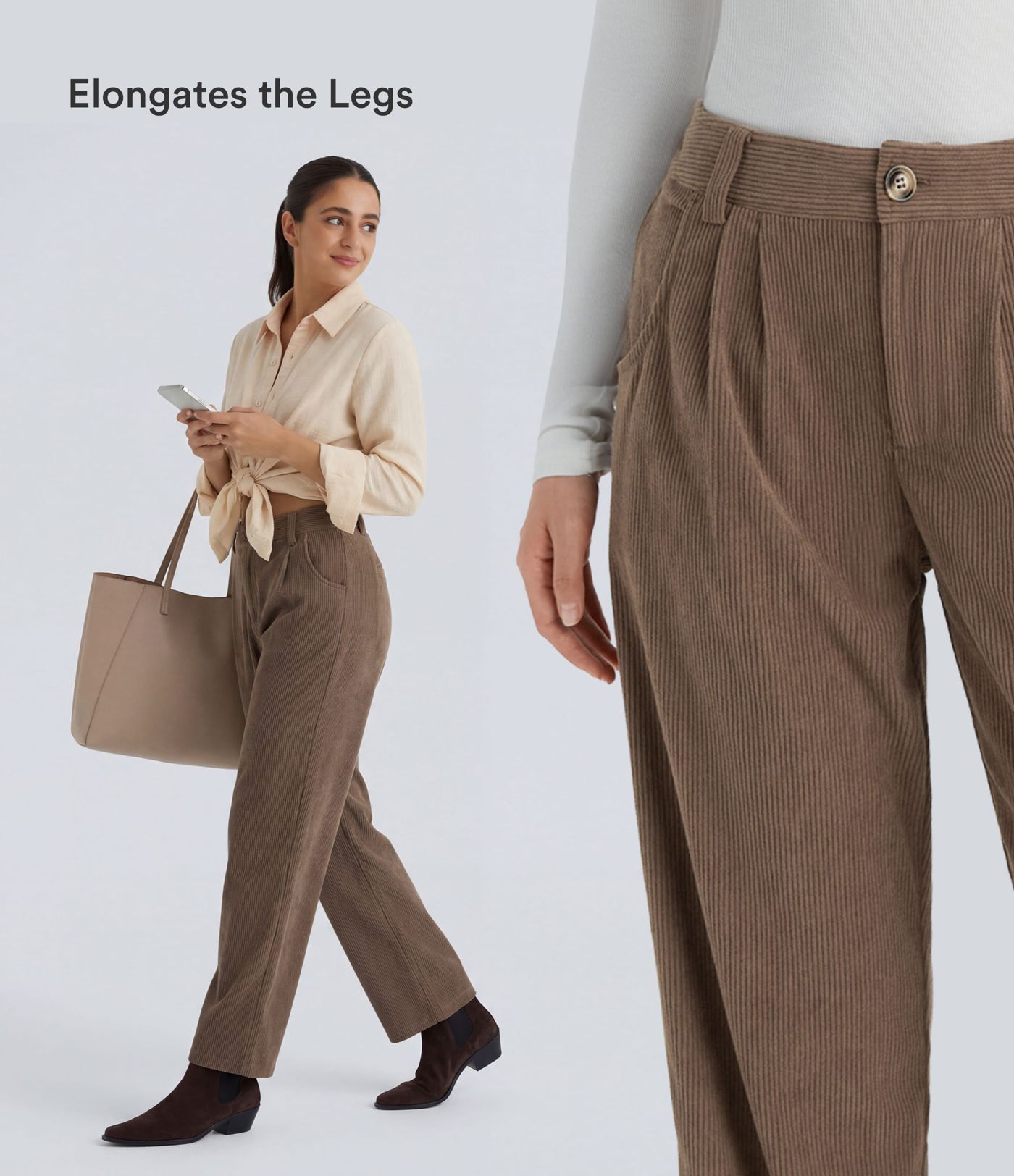 Mid Rise Zipper Pocket Corduroy Casual Pants