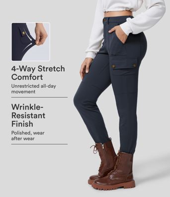 DayStretch High Waisted Zipper Pockets Solid Skinny Cargo Pants