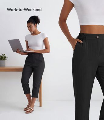 High Waisted Zipper Pocket Cropped Linen-Feel Pants