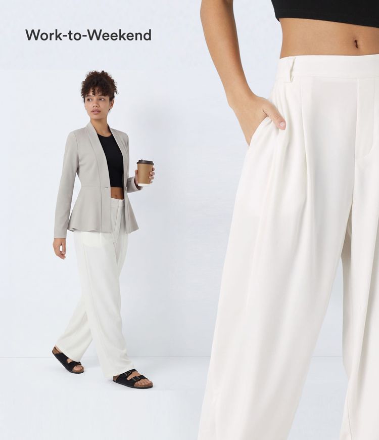 Halara Flex™ Mid Rise Pocket Barrel Leg Work Pants