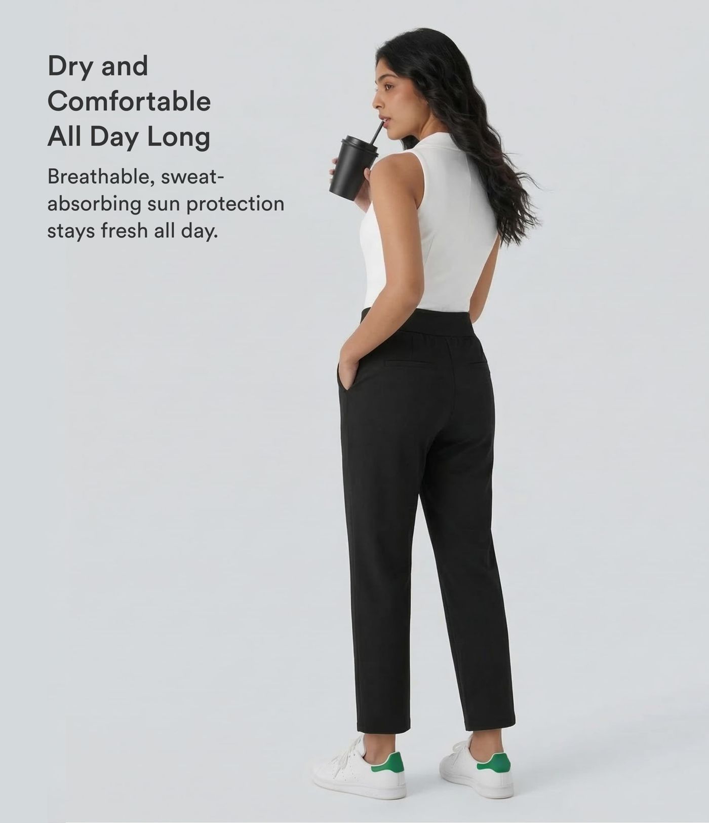 Mid High Waisted Quick Dry Women Straight Leg with Pockets Casual work Golf Pants-UPF40+
