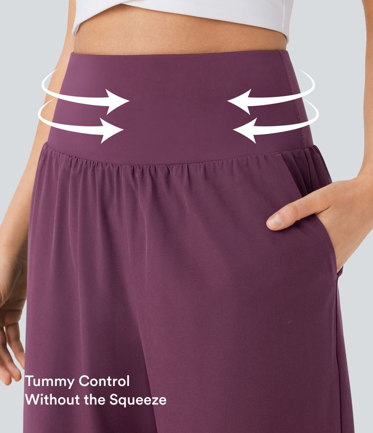 Breezeful™ High Waisted Tummy Control Split Hem Quick Dry Resort Pants with Pockets