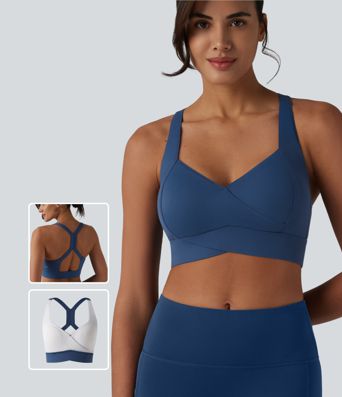 SoftlyZero™ Plush sports bra, light support, backless design with cutouts and built-in bra