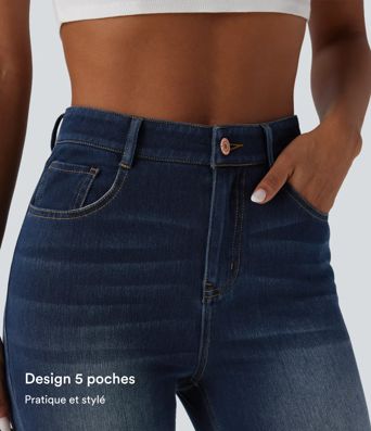 Jean ajusté décontracté Halara Flex™ taille haute avec poches