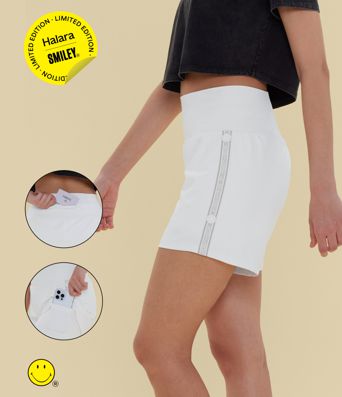 Halara X Smiley® SoftlyZero™ Airy - 2-in-1 Yoga-Shorts mit superhohem Bund, mehreren Taschen und Cool-Touch - 12,7 cm, extralang