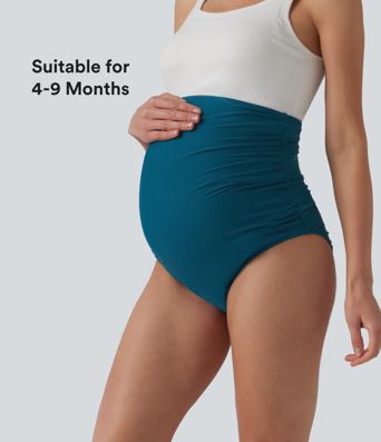 Geraffte Umstands-Bikinihose mit superhohem Bund