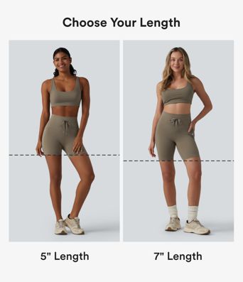 High Waisted Drawstring Plain Yoga Biker Shorts 7'' with Pockets