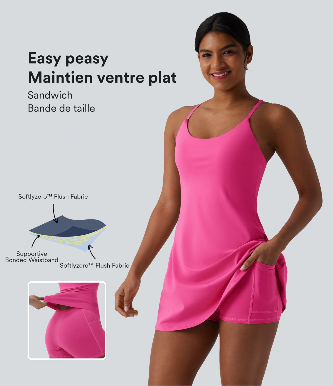 Robe sport SoftlyZero™ Plush ventre plat avec poches – Édition Easy Peasy Robe sport SoftlyZero™ Plush ventre plat avec poches – Édition Easy Peasy