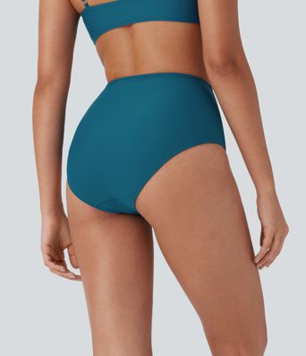 High Waisted Tummy Control Ruched Bikini Bottom Swimsuit