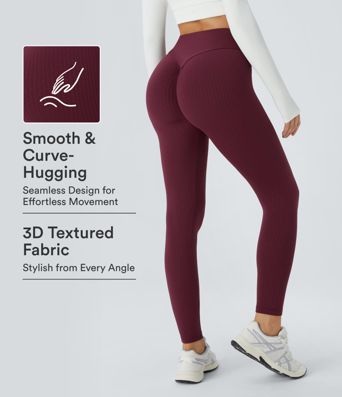 Leggings Sculptants Taille Haute à Motif Jacquard Effet Lifting des Fesses