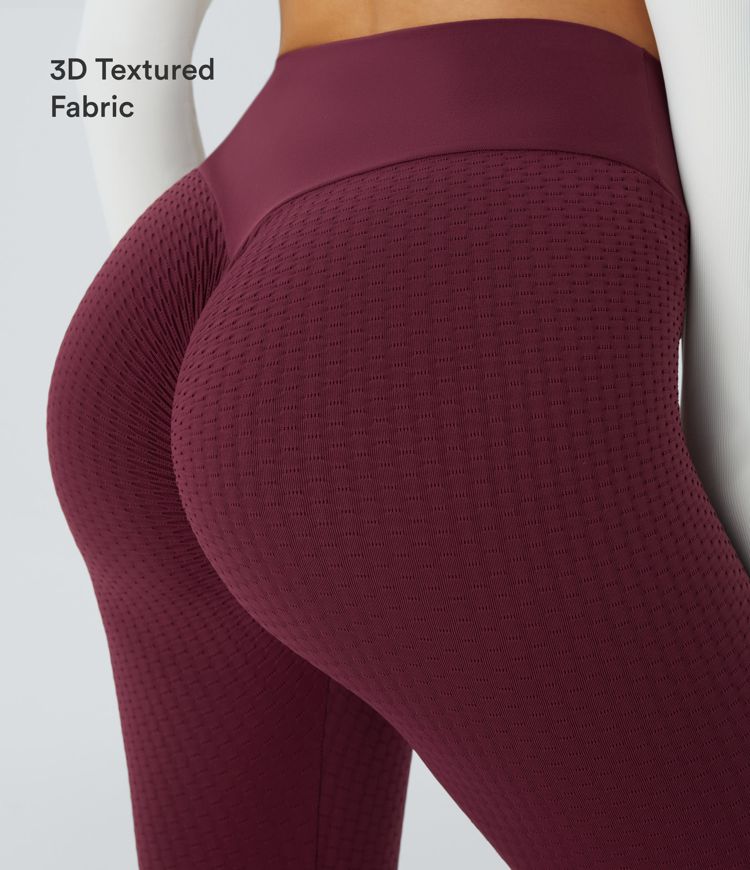 Leggings Sculptants Taille Haute à Motif Jacquard Effet Lifting des Fesses