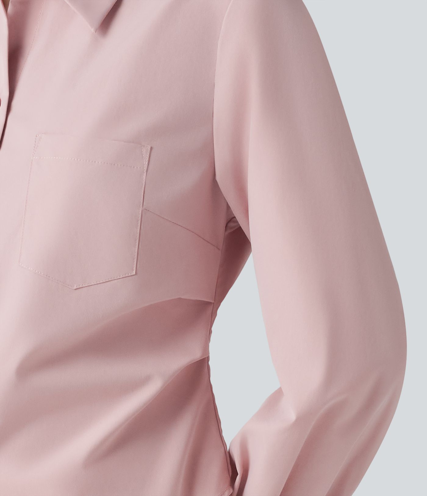 Long Sleeve Curved Hem Casual Shirt with Pocket