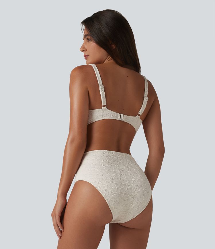 Gerafftes Bikini-Set aus Jacquard-Stoff mit verstellbaren Trägern und Bauchkontrolle