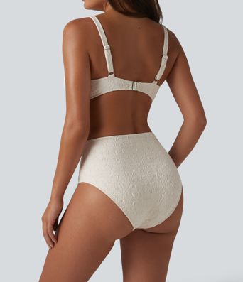 Gerafftes Bikini-Set aus Jacquard-Stoff mit verstellbaren Trägern und Bauchkontrolle