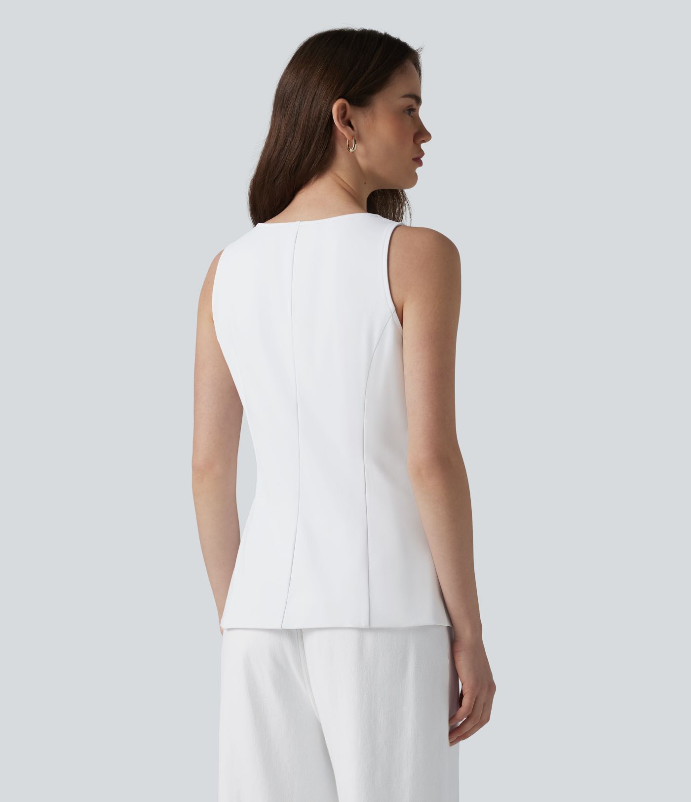 DayStretch Square Neck Zipper Work Tank Top